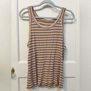 American Eagle Outfitters Soft & Sexy Striped Rib Knit Tank Top Size Large